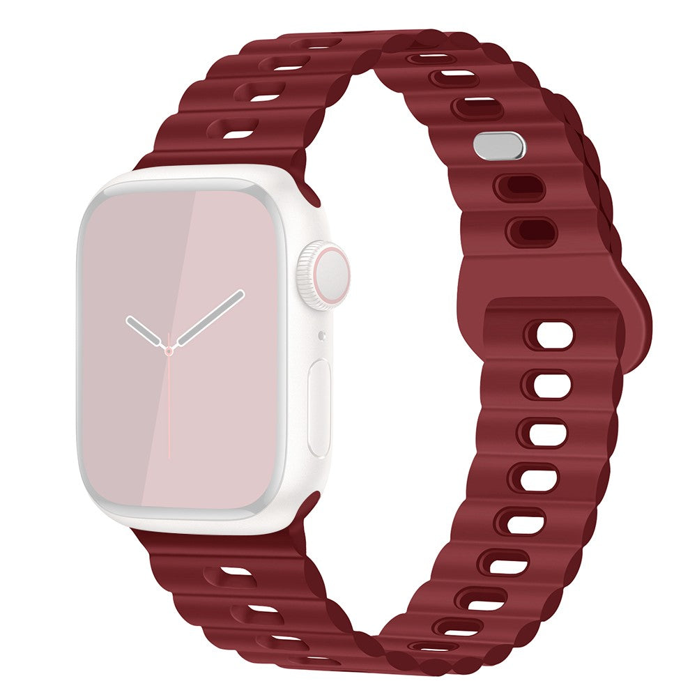 Rigtigt Sejt Silikone Universal Rem passer til Apple Smartwatch - Rød#serie_12