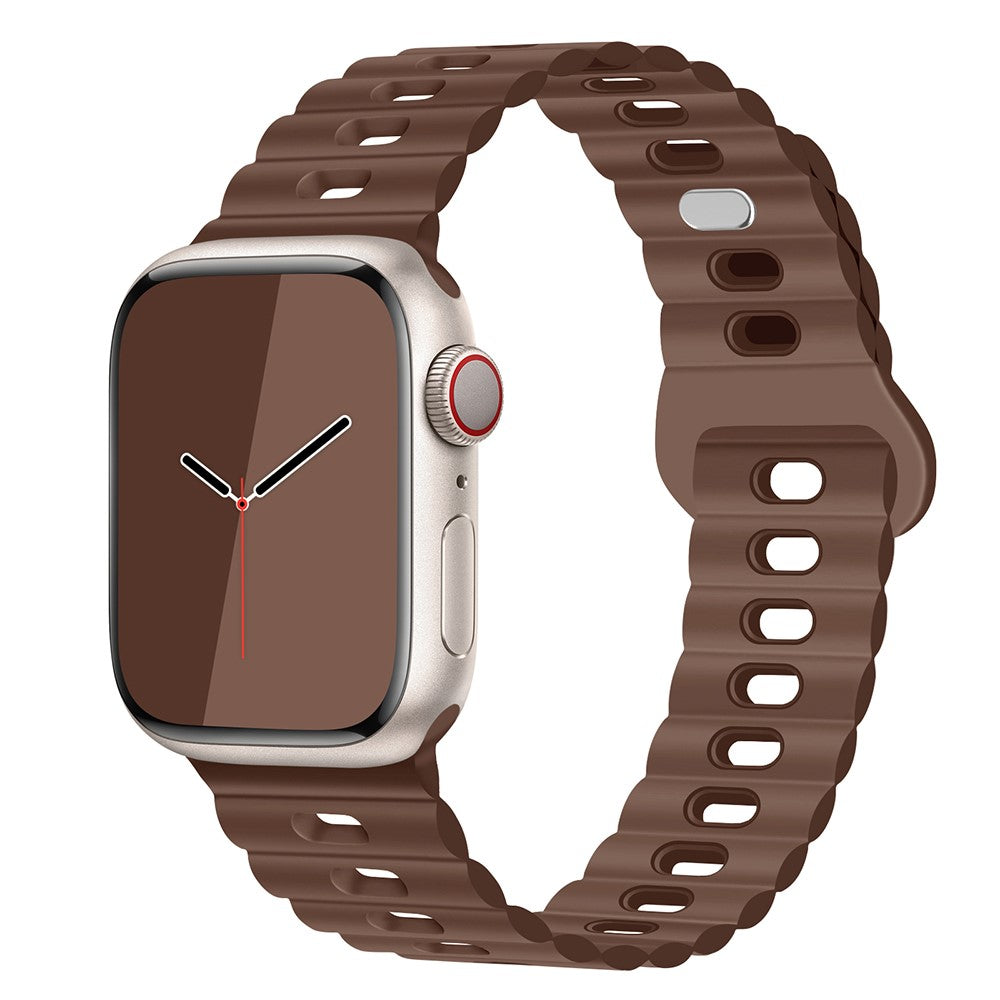 Rigtigt Sejt Silikone Universal Rem passer til Apple Smartwatch - Brun#serie_15