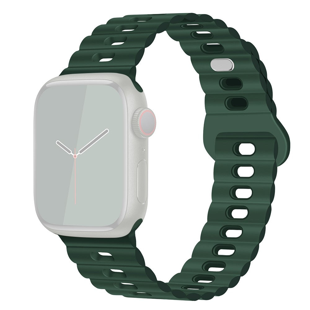 Rigtigt Sejt Silikone Universal Rem passer til Apple Smartwatch - Grøn#serie_17