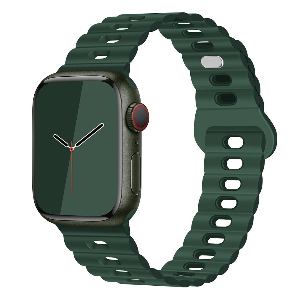 Rigtigt Sejt Silikone Universal Rem passer til Apple Smartwatch - Grøn#serie_17