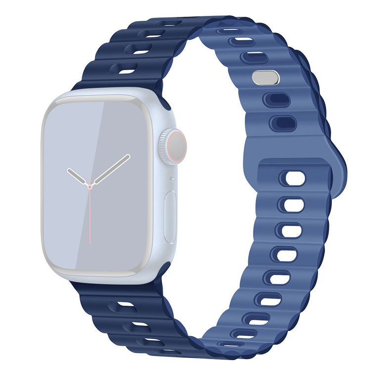 Rigtigt Sejt Silikone Universal Rem passer til Apple Smartwatch - Blå#serie_18