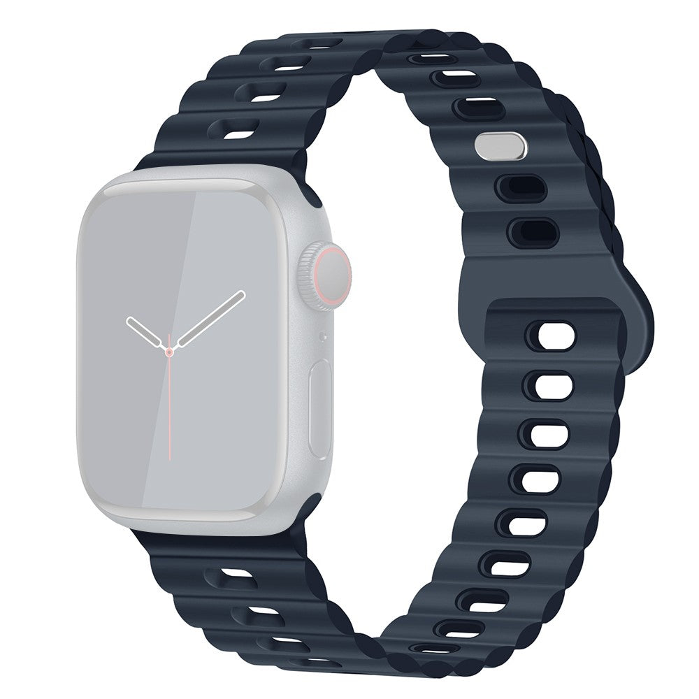 Rigtigt Sejt Silikone Universal Rem passer til Apple Smartwatch - Blå#serie_20