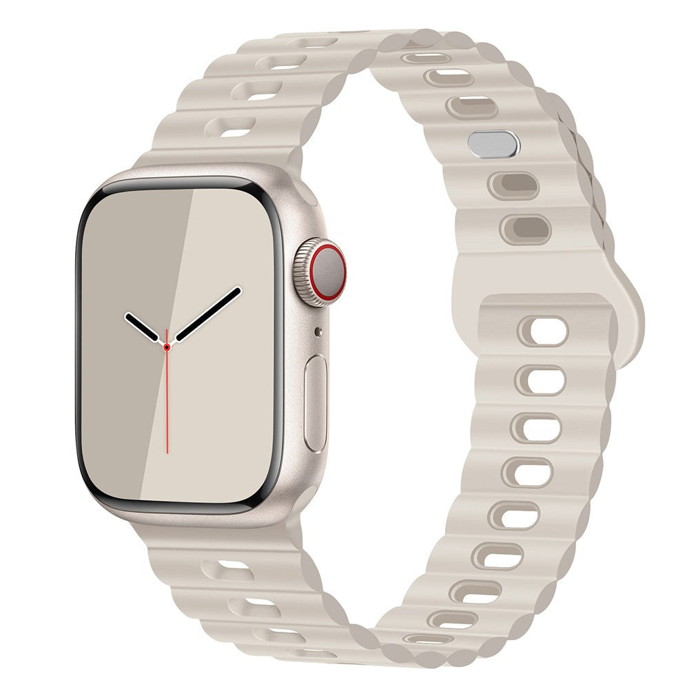 Rigtigt Sejt Silikone Universal Rem passer til Apple Smartwatch - Hvid#serie_22