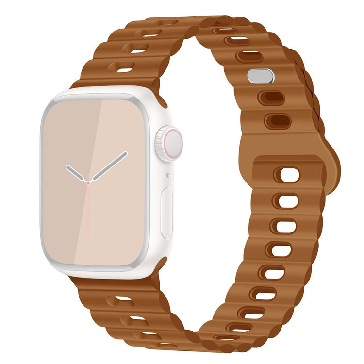 Rigtigt Sejt Silikone Universal Rem passer til Apple Smartwatch - Brun#serie_25