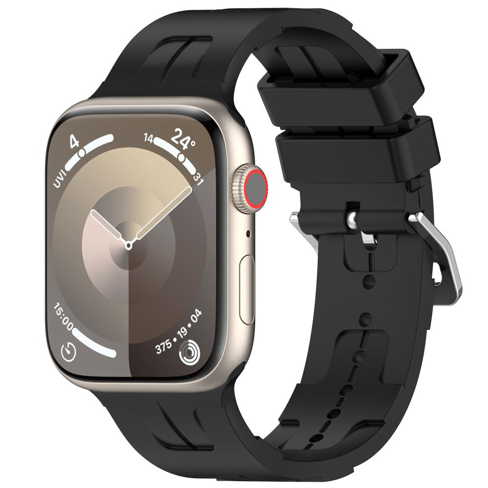 Slidstærk Silikone Universal Rem passer til Apple Smartwatch - Sort#serie_5