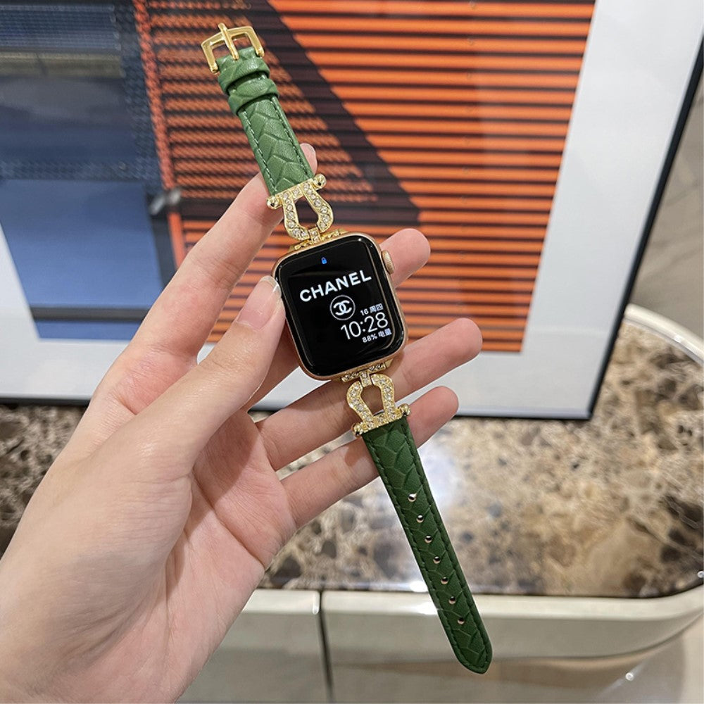 Vildt Godt Ægte Læder Universal Rem passer til Apple Smartwatch - Grøn#serie_1