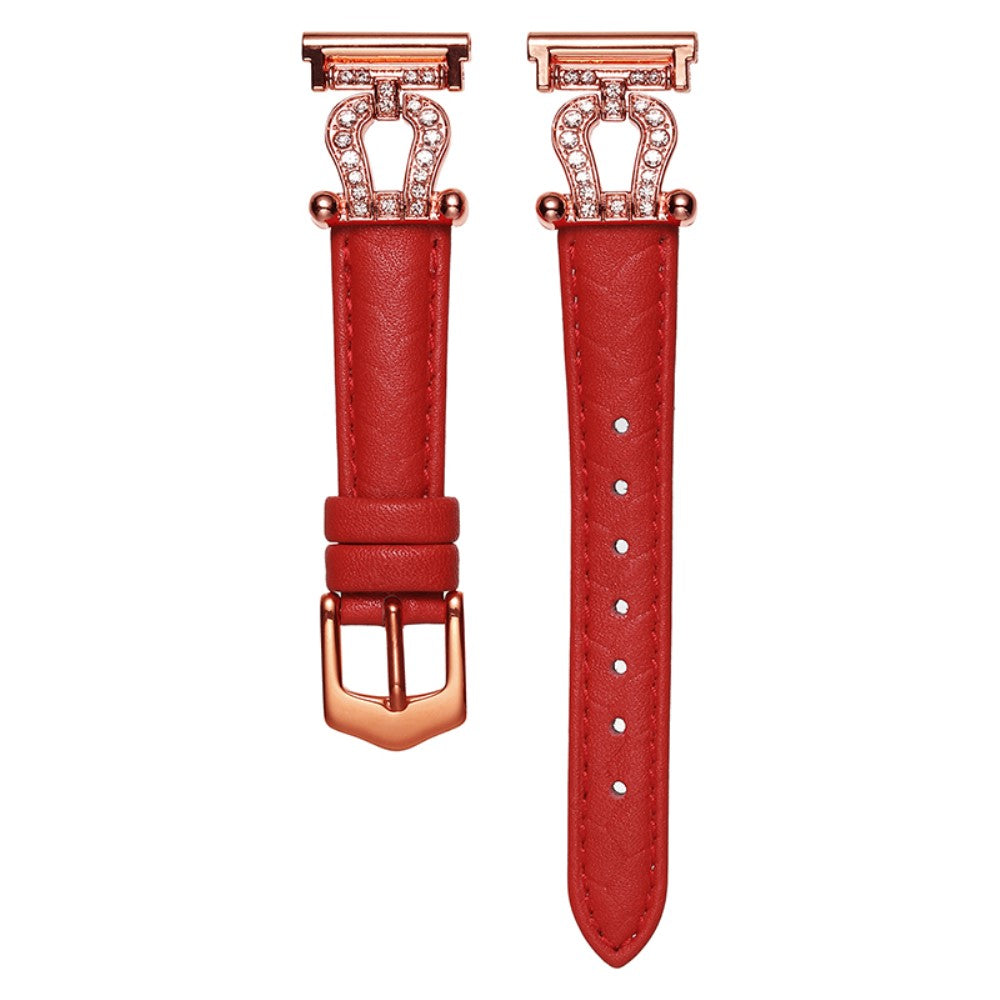 Klassisk Ægte Læder Universal Rem passer til Smartwatch - Rød#serie_4