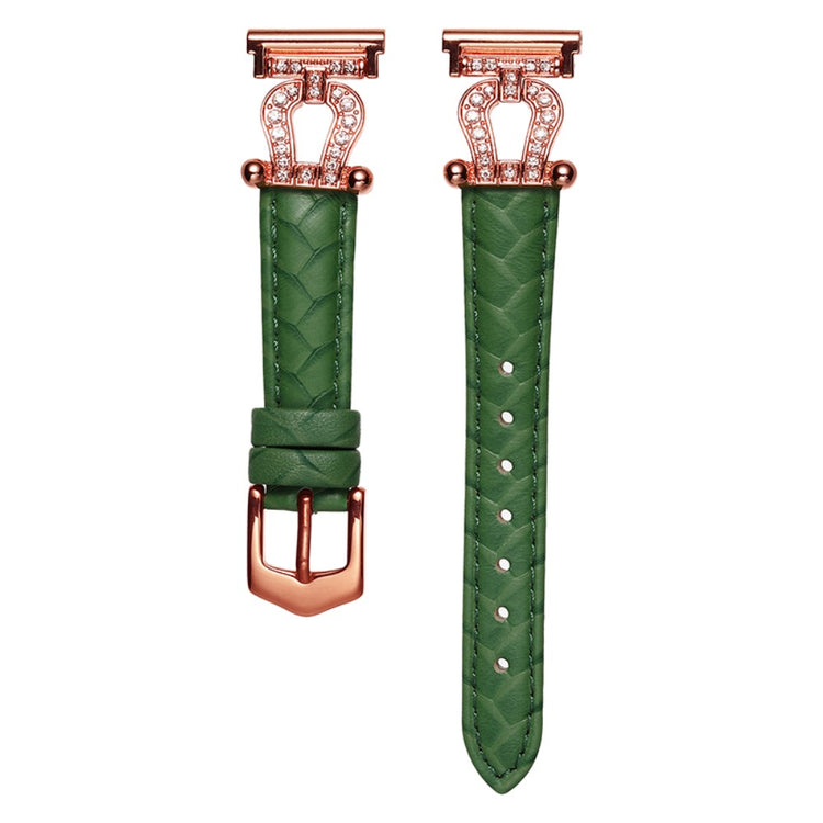 Klassisk Ægte Læder Universal Rem passer til Smartwatch - Grøn#serie_5