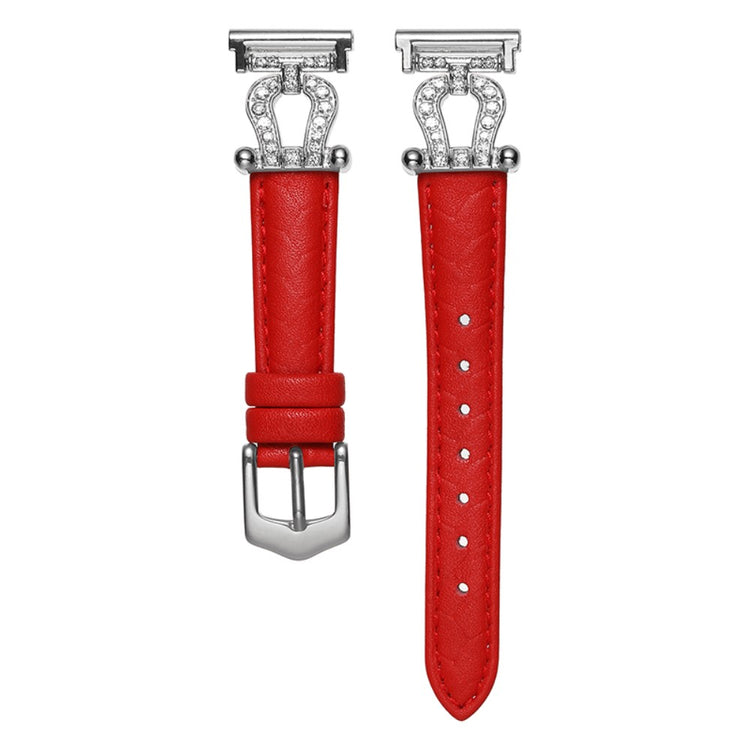 Klassisk Ægte Læder Universal Rem passer til Smartwatch - Rød#serie_10