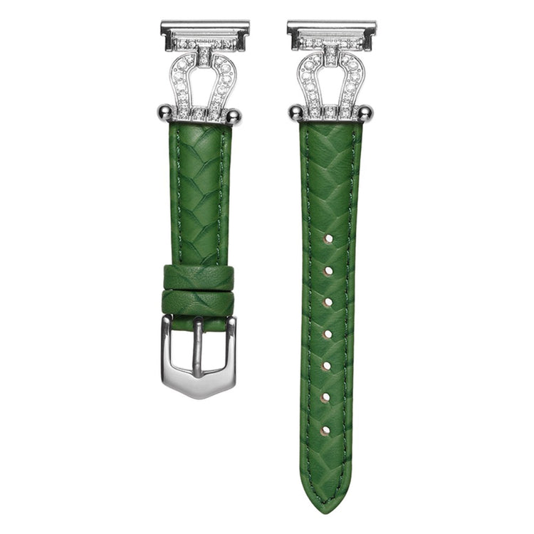 Klassisk Ægte Læder Universal Rem passer til Smartwatch - Grøn#serie_11