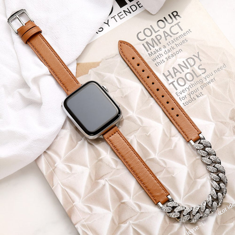 Stilfuld Kunstlæder Universal Rem passer til Apple Smartwatch - Sort#serie_3
