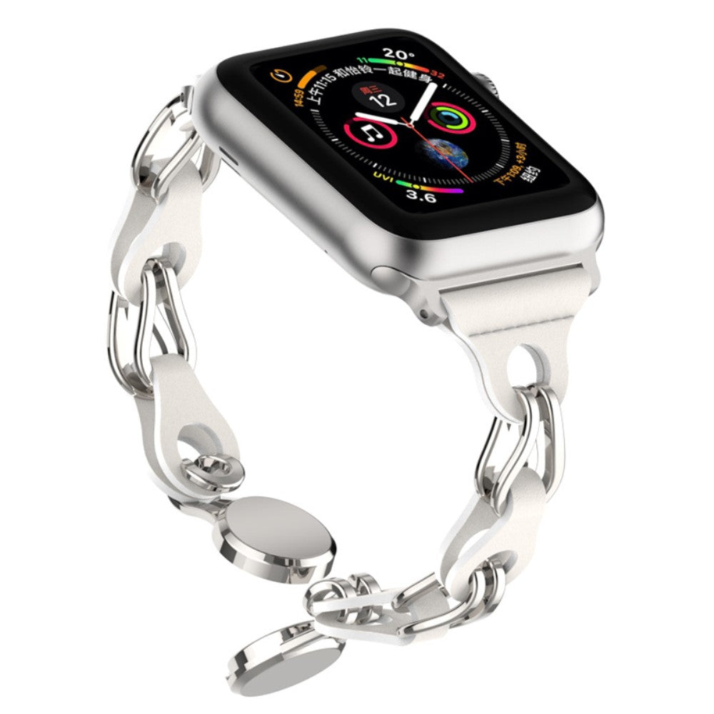 Fint Kunstlæder Universal Rem passer til Apple Smartwatch - Hvid#serie_2