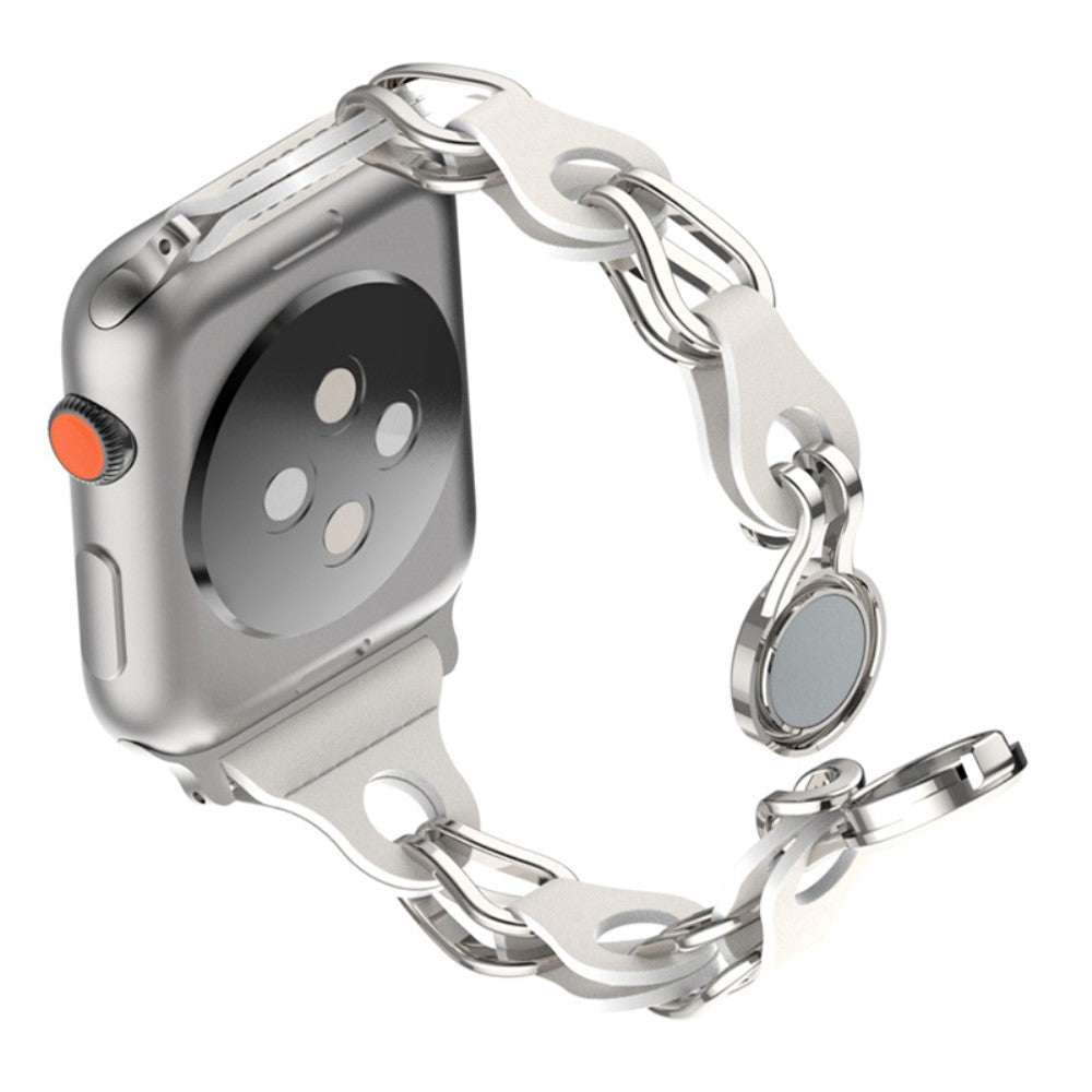 Flot Metal Og Kunstlæder Universal Rem passer til Apple Smartwatch - Hvid#serie_1