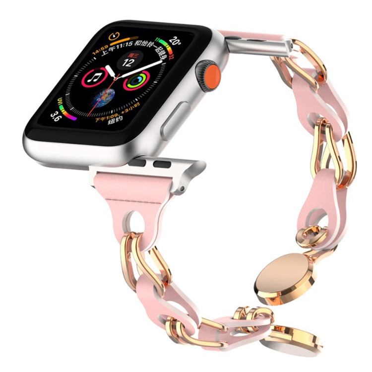 Flot Metal Og Kunstlæder Universal Rem passer til Apple Smartwatch - Pink#serie_3