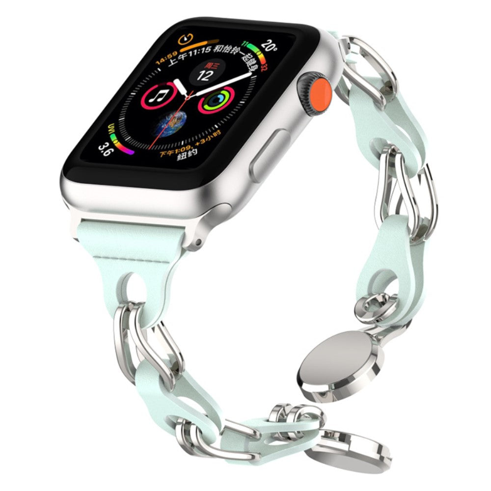 Flot Metal Og Kunstlæder Universal Rem passer til Apple Smartwatch - Blå#serie_4