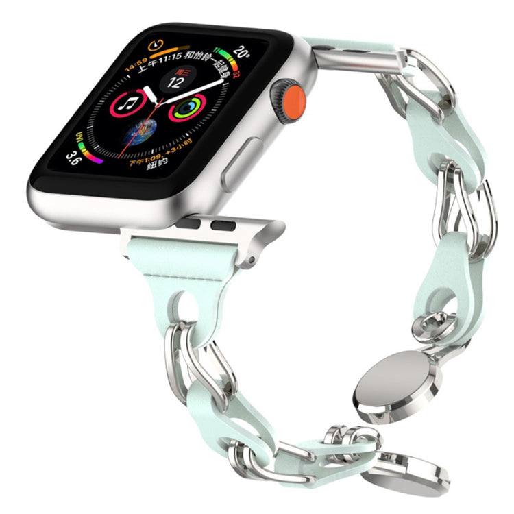 Flot Metal Og Kunstlæder Universal Rem passer til Apple Smartwatch - Blå#serie_4