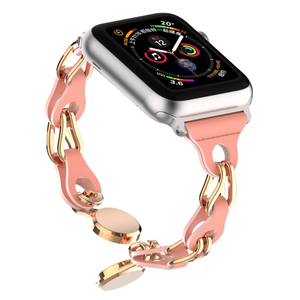 Flot Metal Og Kunstlæder Universal Rem passer til Apple Smartwatch - Rød#serie_6