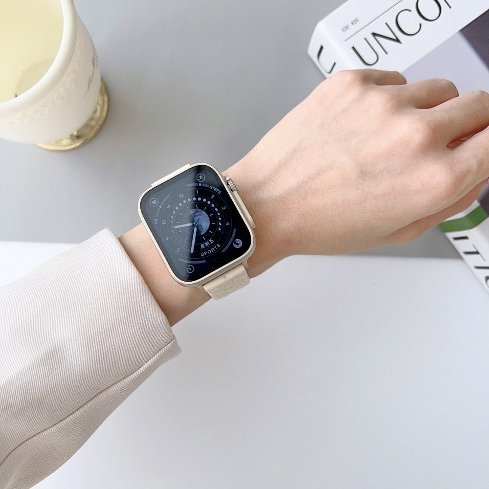 Vildt Skøn Kunstlæder Universal Rem passer til Apple Smartwatch - Sølv#serie_2