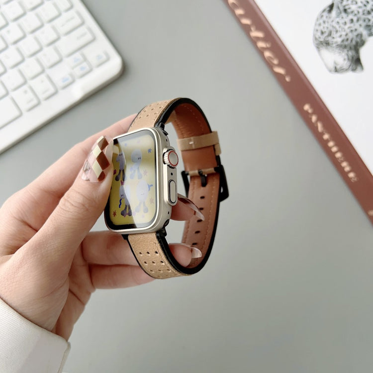 Fortrinligt Ægte Læder Universal Rem passer til Apple Smartwatch - Brun#serie_1