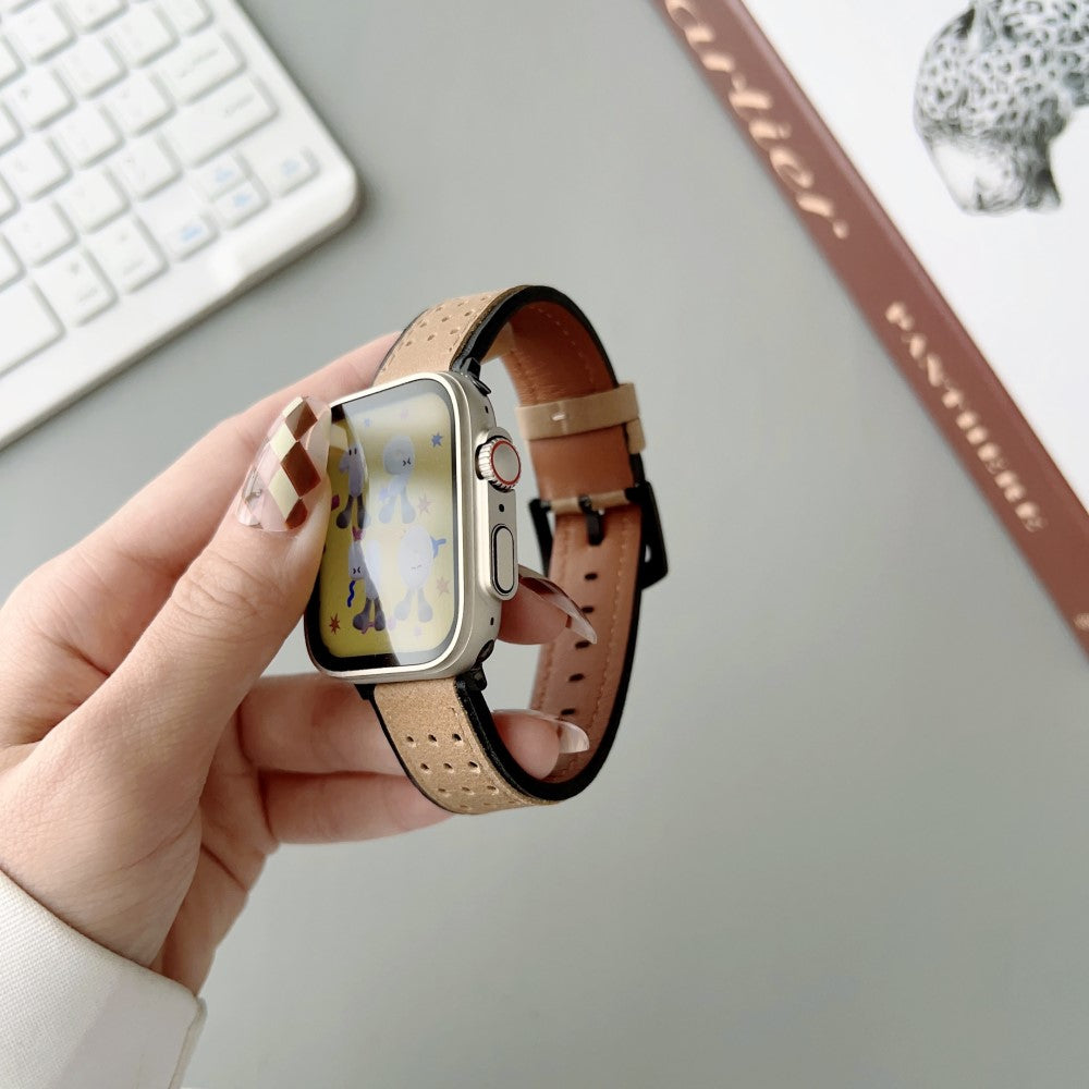 Fortrinligt Ægte Læder Universal Rem passer til Apple Smartwatch - Sort#serie_3