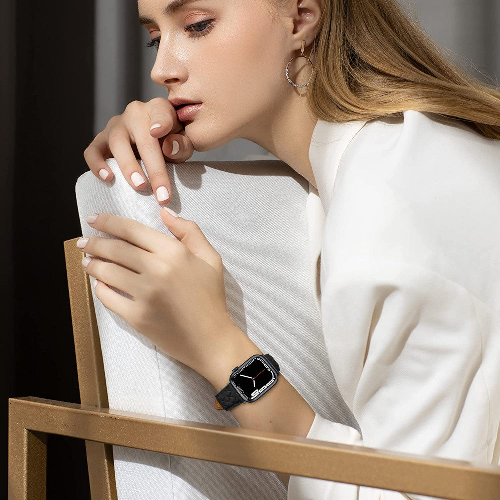 Fed Kunstlæder Universal Rem passer til Apple Smartwatch - Sort#serie_1