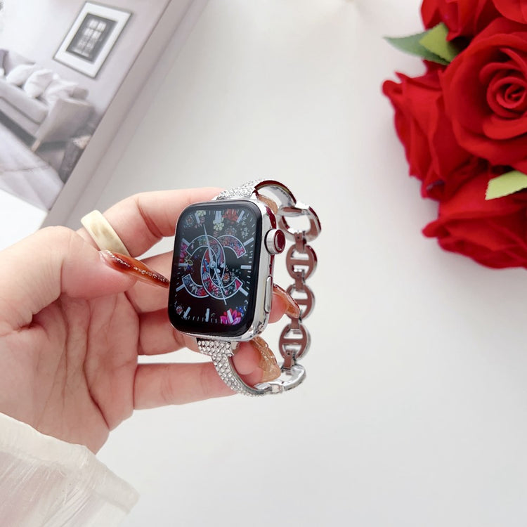 Super Elegant Rhinsten Universal Rem passer til Apple Smartwatch - Sølv#serie_3
