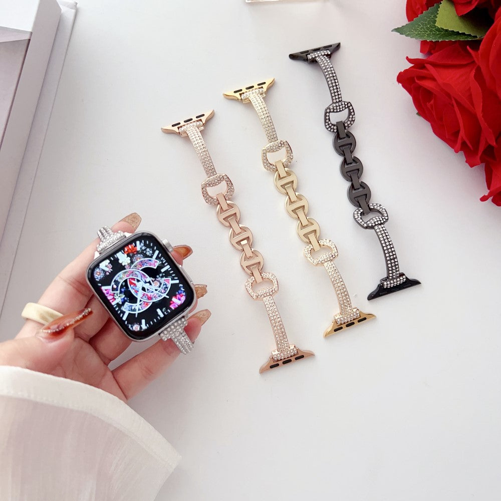 Super Elegant Rhinsten Universal Rem passer til Apple Smartwatch - Sølv#serie_3