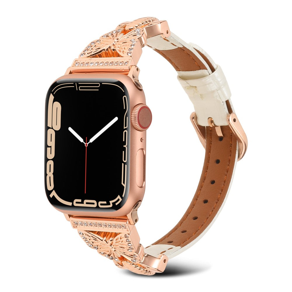 Rigtigt Holdbart Kunstlæder Universal Rem passer til Apple Smartwatch - Hvid#serie_2