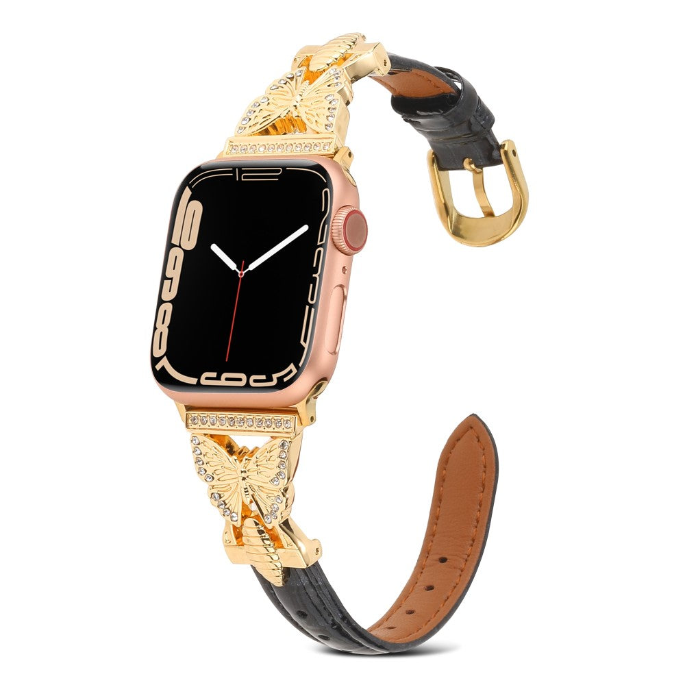Rigtigt Holdbart Kunstlæder Universal Rem passer til Apple Smartwatch - Sort#serie_6