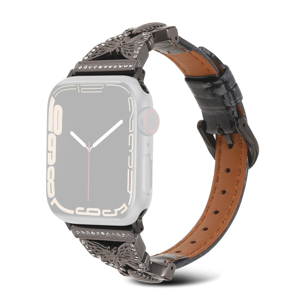 Rigtigt Holdbart Kunstlæder Universal Rem passer til Apple Smartwatch - Sort#serie_7