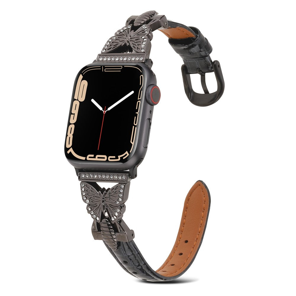 Rigtigt Holdbart Kunstlæder Universal Rem passer til Apple Smartwatch - Sort#serie_7