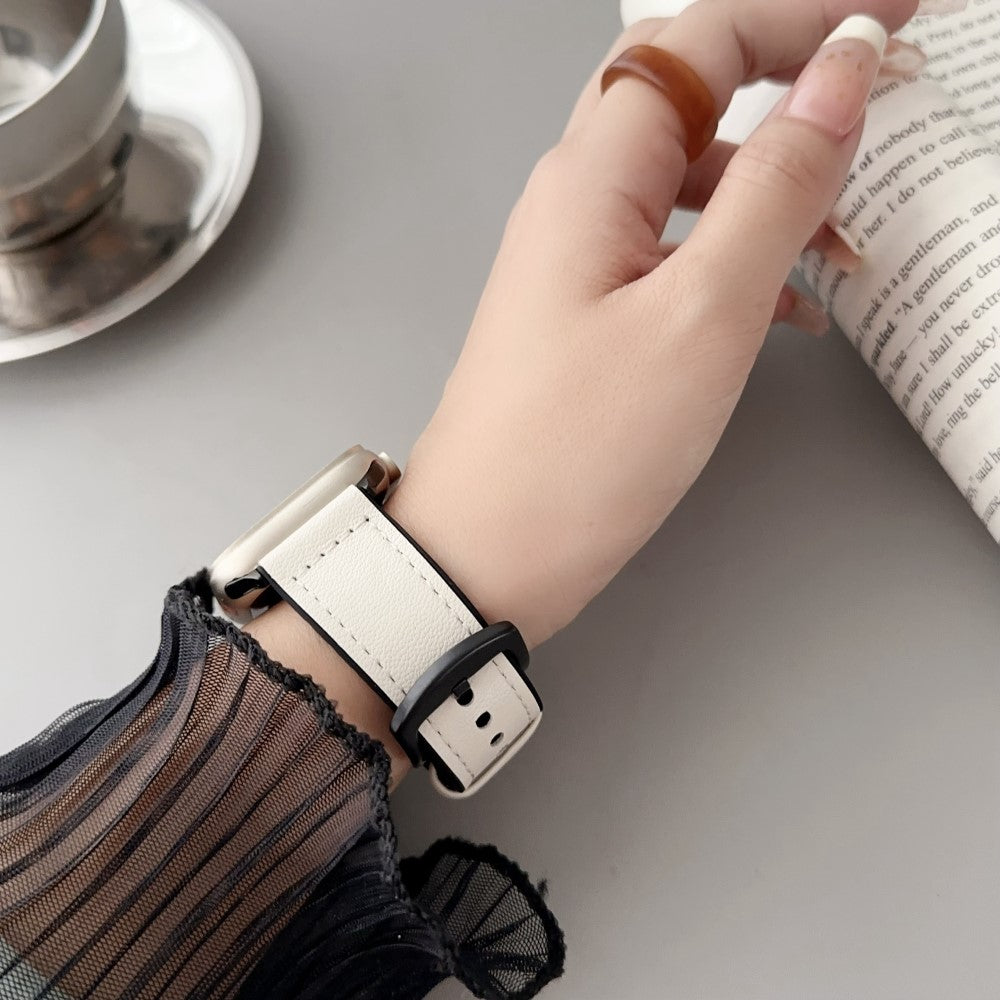 Komfortabel Ægte Læder Universal Rem passer til Apple Smartwatch - Sort#serie_2