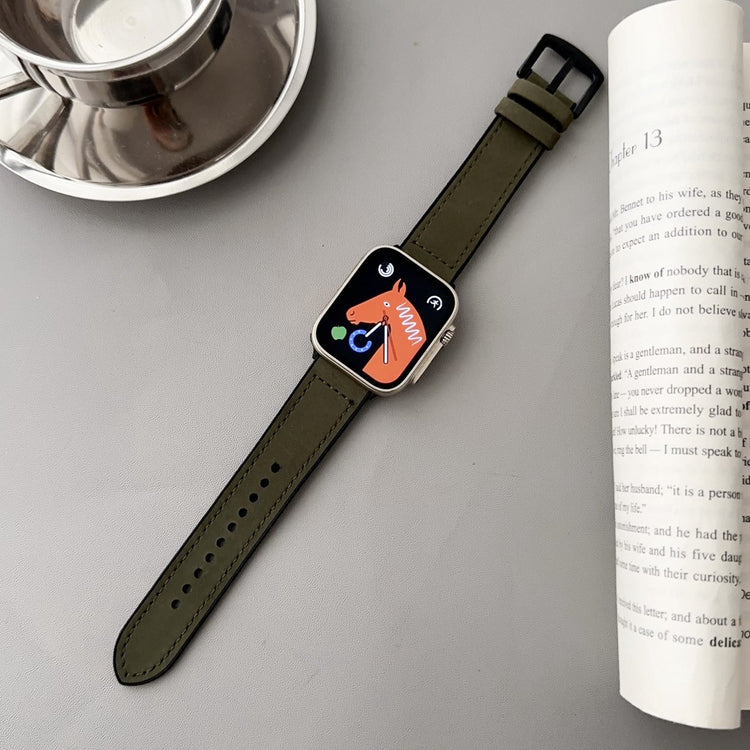 Komfortabel Ægte Læder Universal Rem passer til Apple Smartwatch - Grøn#serie_4