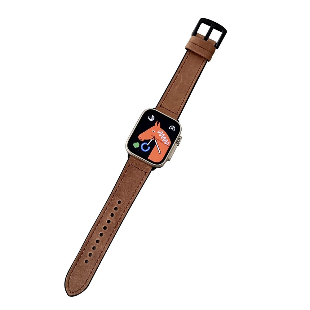 Komfortabel Ægte Læder Universal Rem passer til Apple Smartwatch - Brun#serie_6
