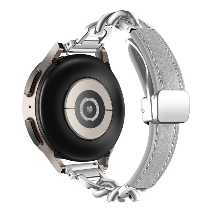 Rigtigt Sejt Ægte Læder Universal Rem passer til Smartwatch - Sølv#serie_3