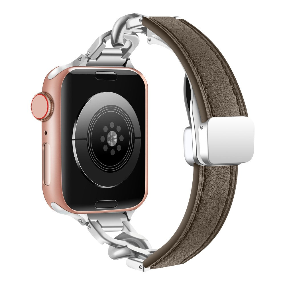 Kønt Ægte Læder Universal Rem passer til Apple Smartwatch - Brun#serie_1