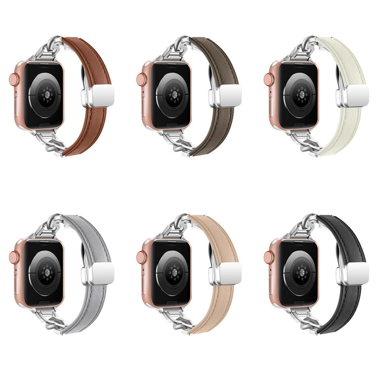 Kønt Ægte Læder Universal Rem passer til Apple Smartwatch - Brun#serie_5