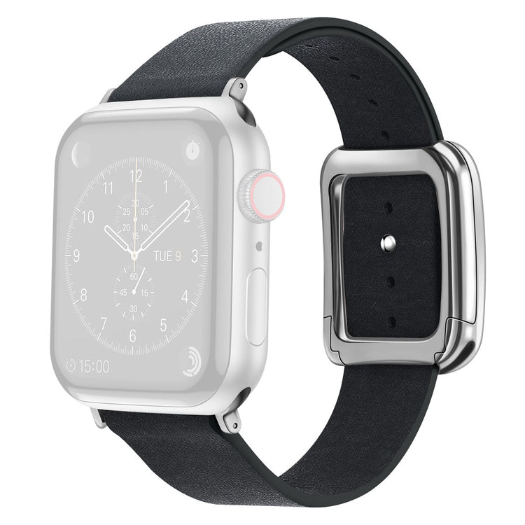 Rigtigt Rart Kunstlæder Universal Rem passer til Apple Smartwatch - Sort#serie_3