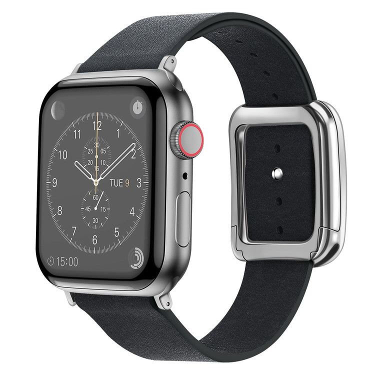 Rigtigt Rart Kunstlæder Universal Rem passer til Apple Smartwatch - Sort#serie_3