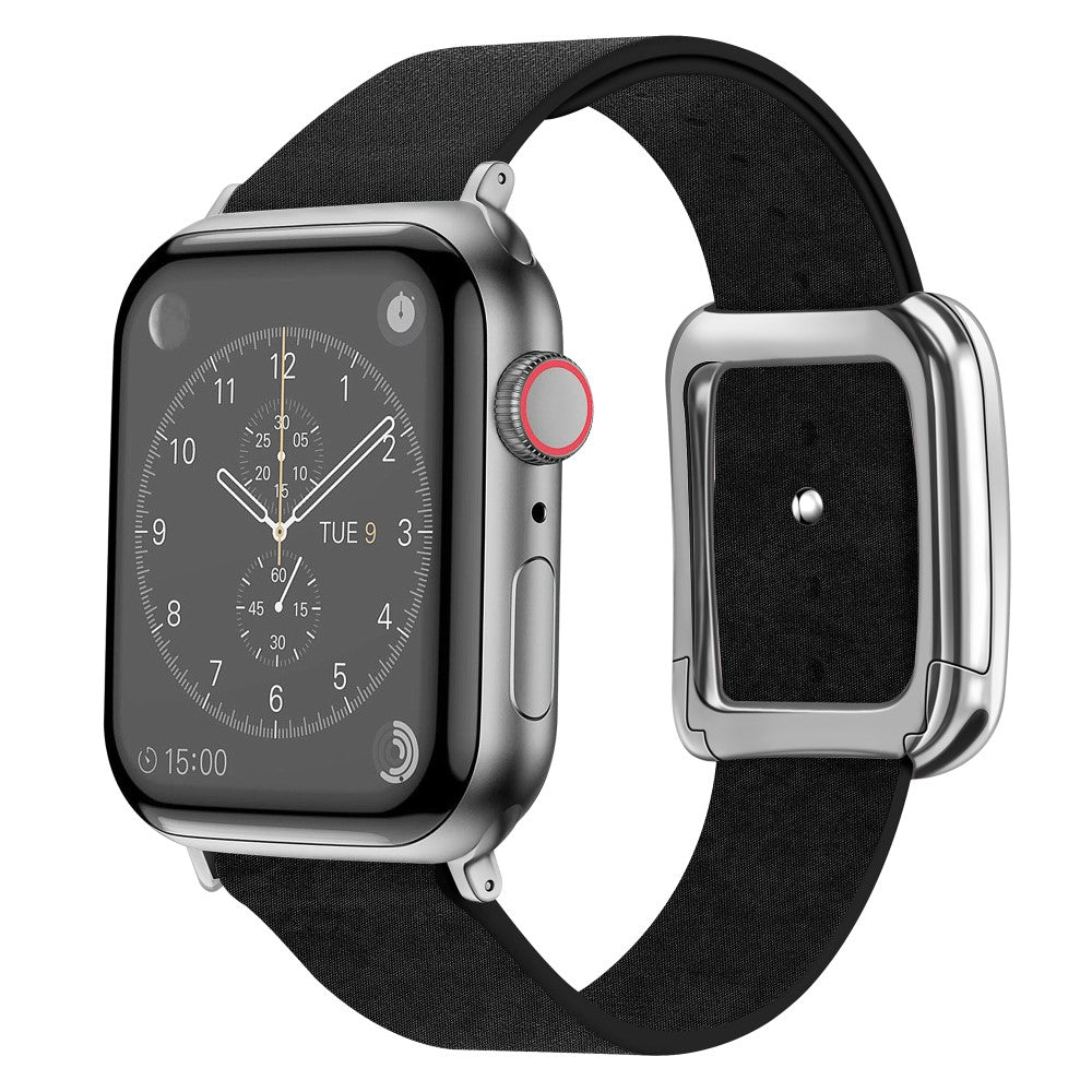 Rigtigt Rart Kunstlæder Universal Rem passer til Apple Smartwatch - Sort#serie_5