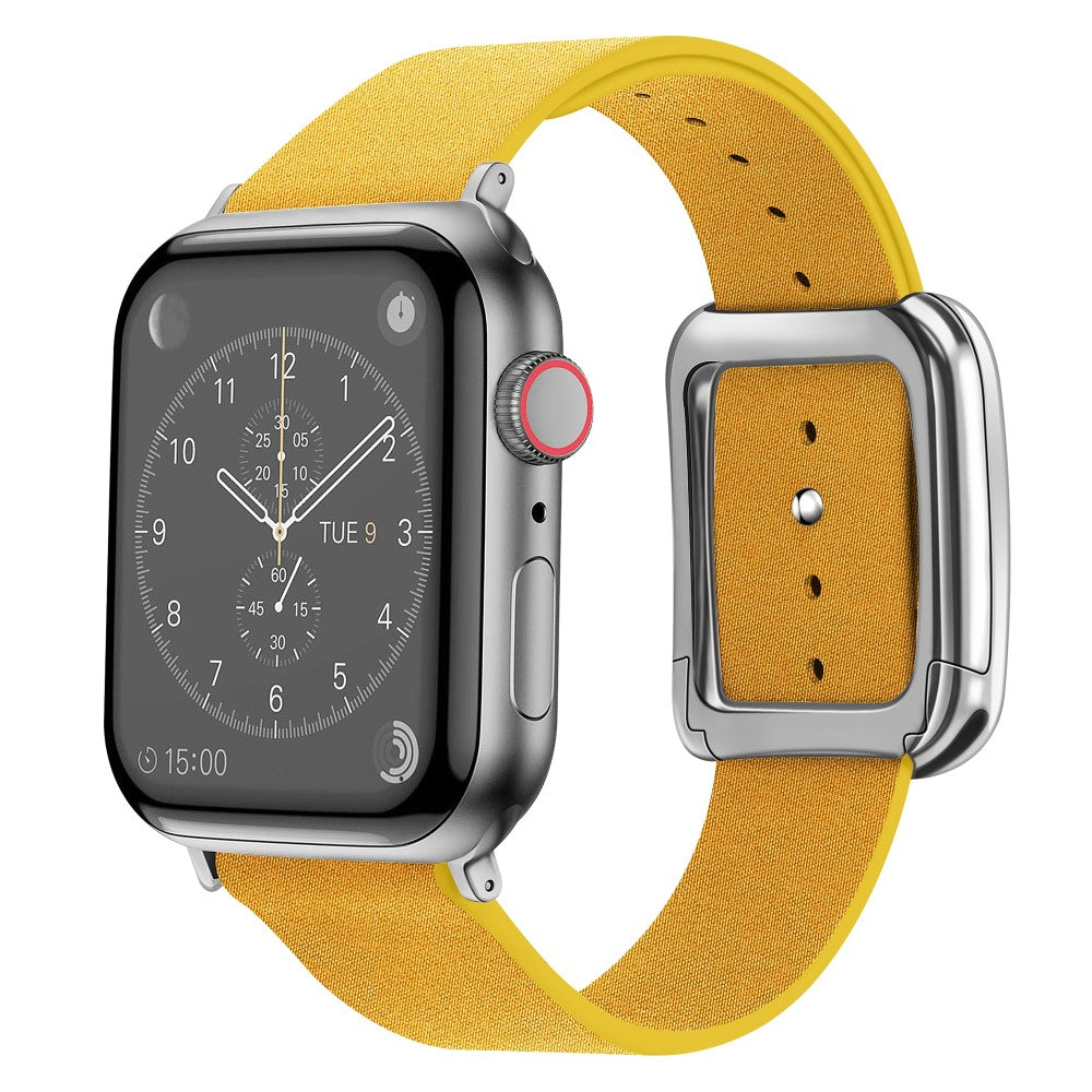 Rigtigt Rart Kunstlæder Universal Rem passer til Apple Smartwatch - Gul#serie_6