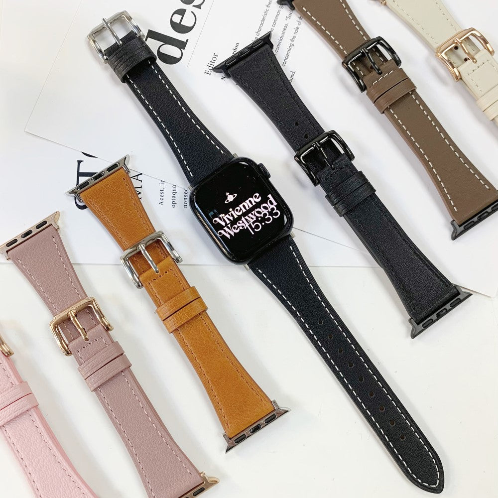 Tidsløst Ægte Læder Universal Rem passer til Apple Smartwatch - Pink#serie_1