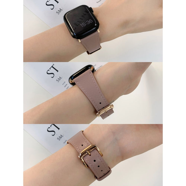 Tidsløst Ægte Læder Universal Rem passer til Apple Smartwatch - Sort#serie_2