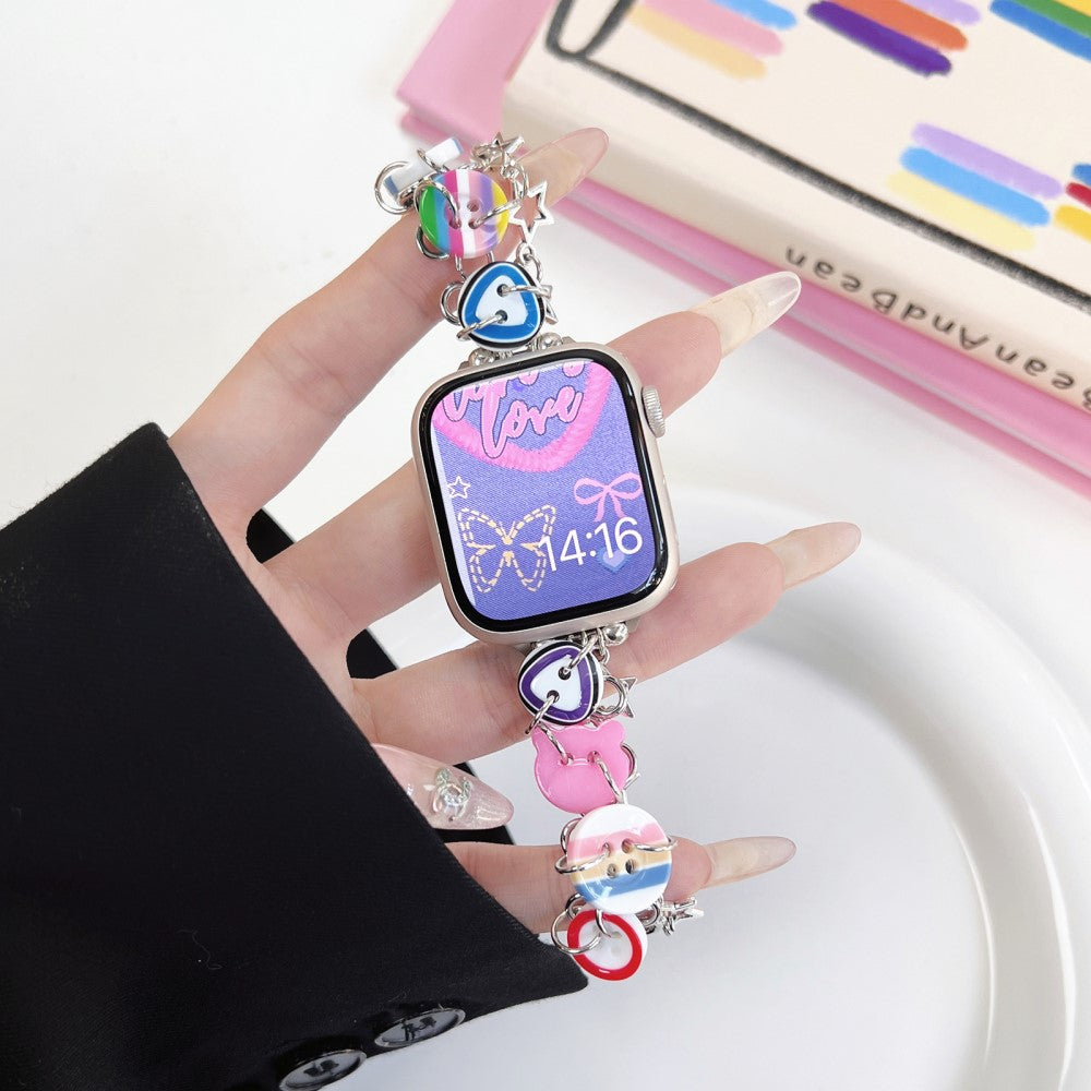 Super Smuk Metal Og Plastik Universal Rem passer til Apple Smartwatch - Pink#serie_2