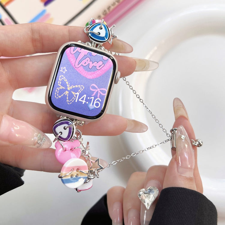Super Smuk Metal Og Plastik Universal Rem passer til Apple Smartwatch - Pink#serie_2