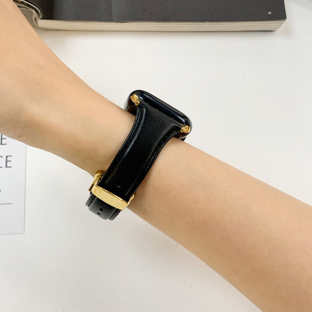 Smuk Ægte Læder Universal Rem passer til Apple Smartwatch - Sort#serie_1