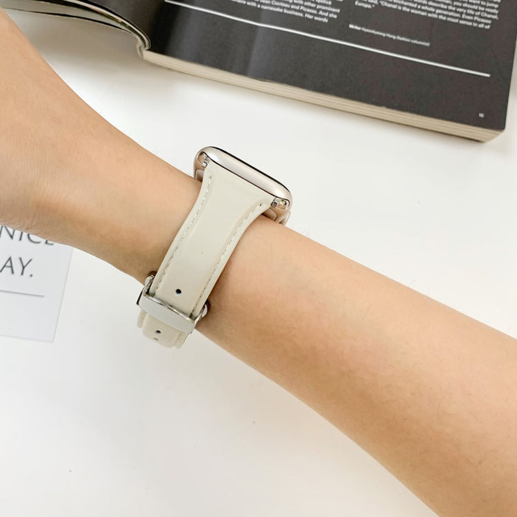 Smuk Ægte Læder Universal Rem passer til Apple Smartwatch - Hvid#serie_2