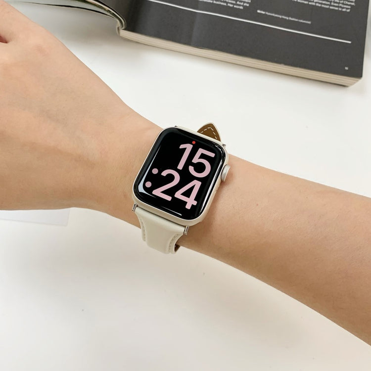 Smuk Ægte Læder Universal Rem passer til Apple Smartwatch - Pink#serie_3