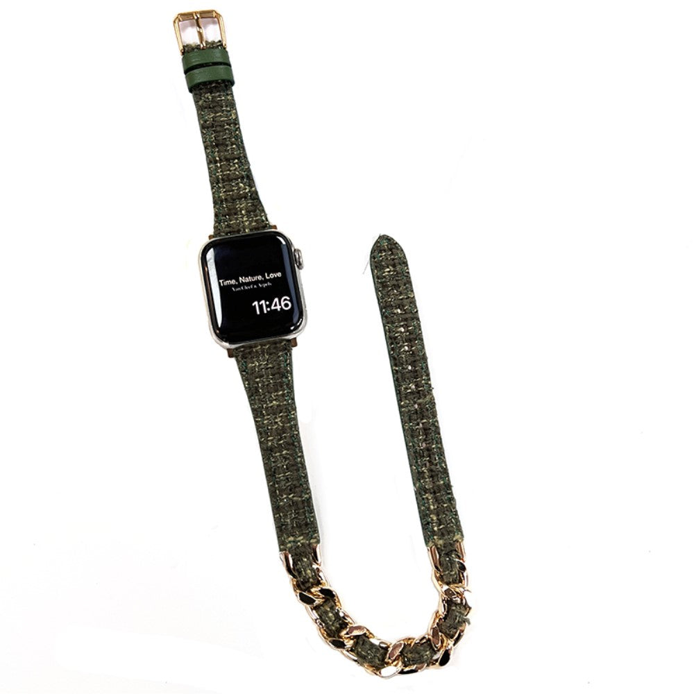 Fint Metal Og Kunstlæder Universal Rem passer til Apple Smartwatch - Grøn#serie_1