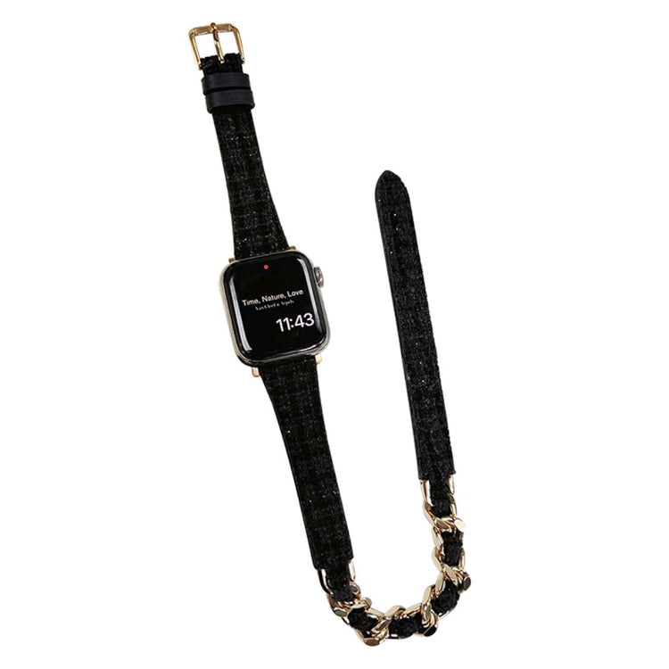 Fint Metal Og Kunstlæder Universal Rem passer til Apple Smartwatch - Sort#serie_2